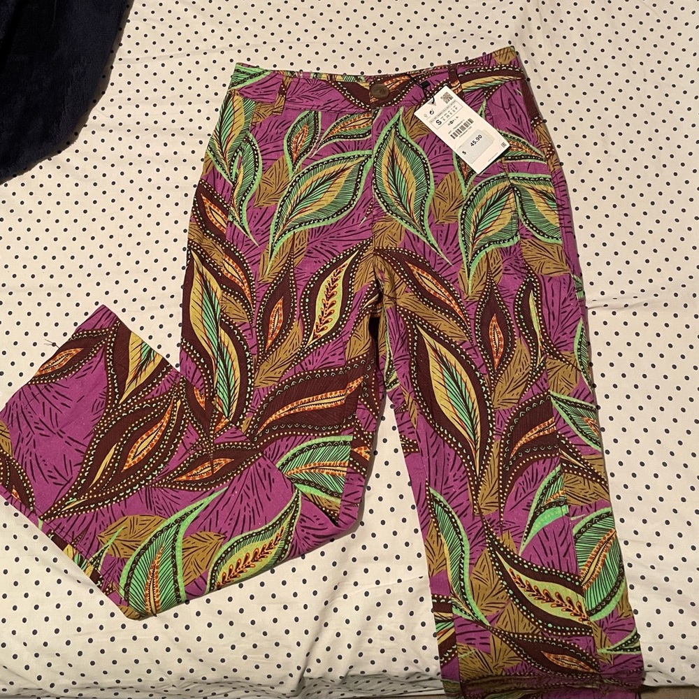 Zara retro print purple pants